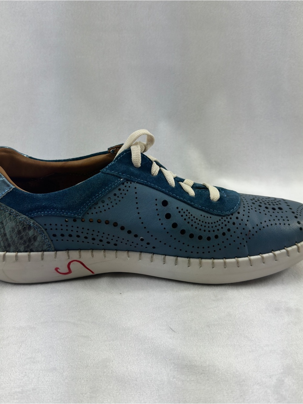 Spring Step Blue Eyelet Sneakers Jumilla Leather Perforated Lace Up Women 11 - Picture 7 of 11